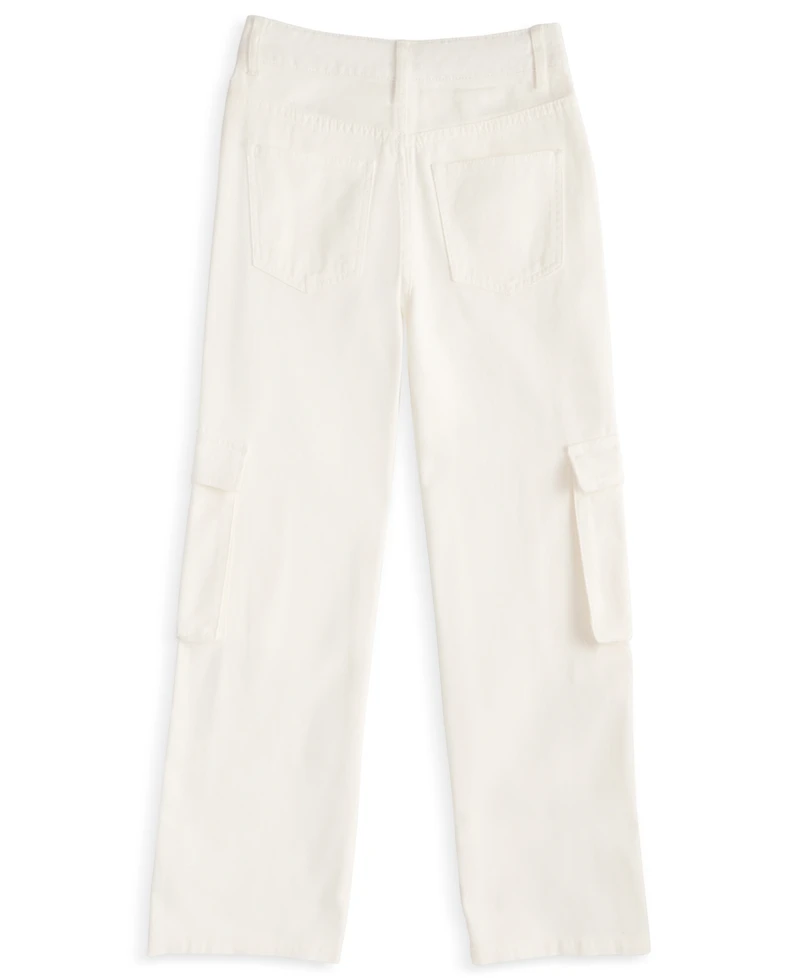 With Jules Big Girls Cotton Wide-Leg Cargo Jeans