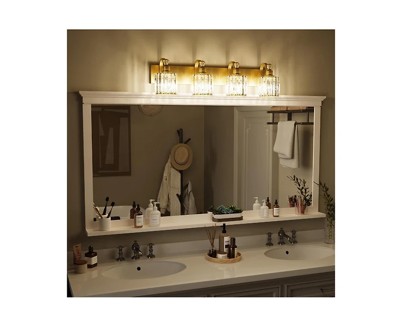 gaomon Modern Crystal Bathroom Vanity Lights Gold Bathroom Light Fixtures Crystal Vanity Shower Lights Over Mirror