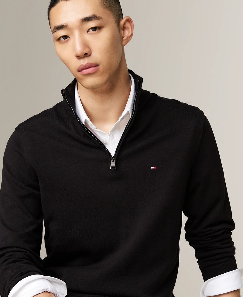 Tommy Hilfiger Men's Essential Quarter-Zip Pullover Knit Sweater