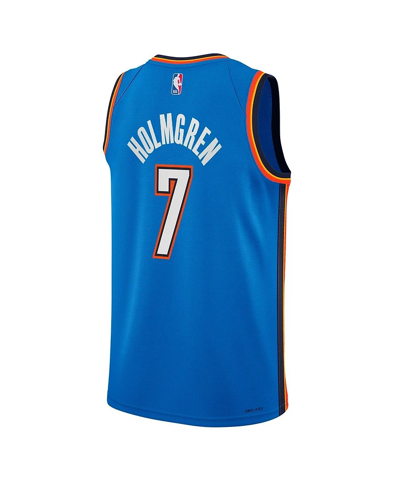 Nike Big Boys and Girls Chet Holmgren Blue Oklahoma City Thunder Swingman Jersey - Icon Edition