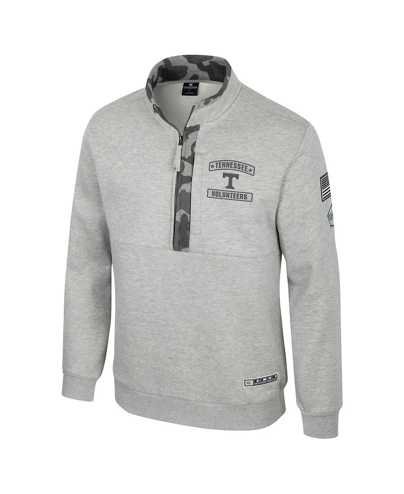 Colosseum Men's Heather Gray Tennessee Volunteers Oorah Oht Military Appreciation Fleece Quarter-Zip Jacket