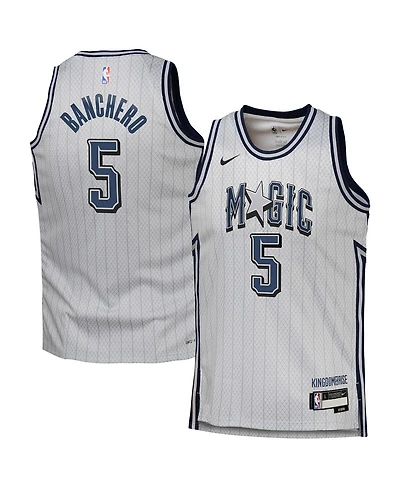 Nike Big Boys and Girls Paolo Banchero Silver Orlando Magic 2024/25 Swingman Player Jersey - City Edition