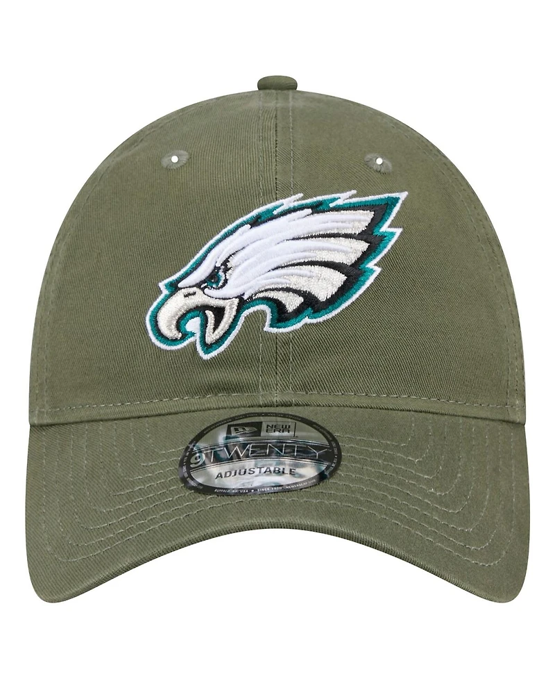 New Era Men's Olive Philadelphia Eagles Main 9TWENTY Adjustable Hat
