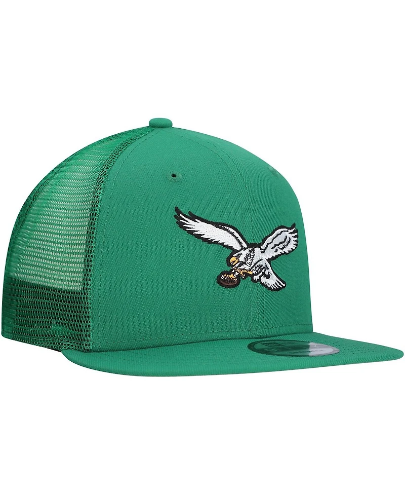 New Era Men's Kelly Green Philadelphia Eagles Throwback Main Trucker 9FIFTY Snapback Hat