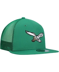 New Era Men's Kelly Green Philadelphia Eagles Throwback Main Trucker 9FIFTY Snapback Hat