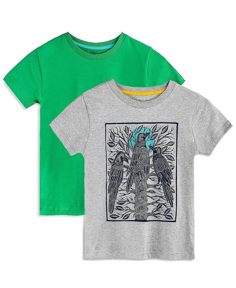 Mightly Toddler Girls Fair Trade Organic Cotton Graphic Short Sleeve T-Shirt 2-pack