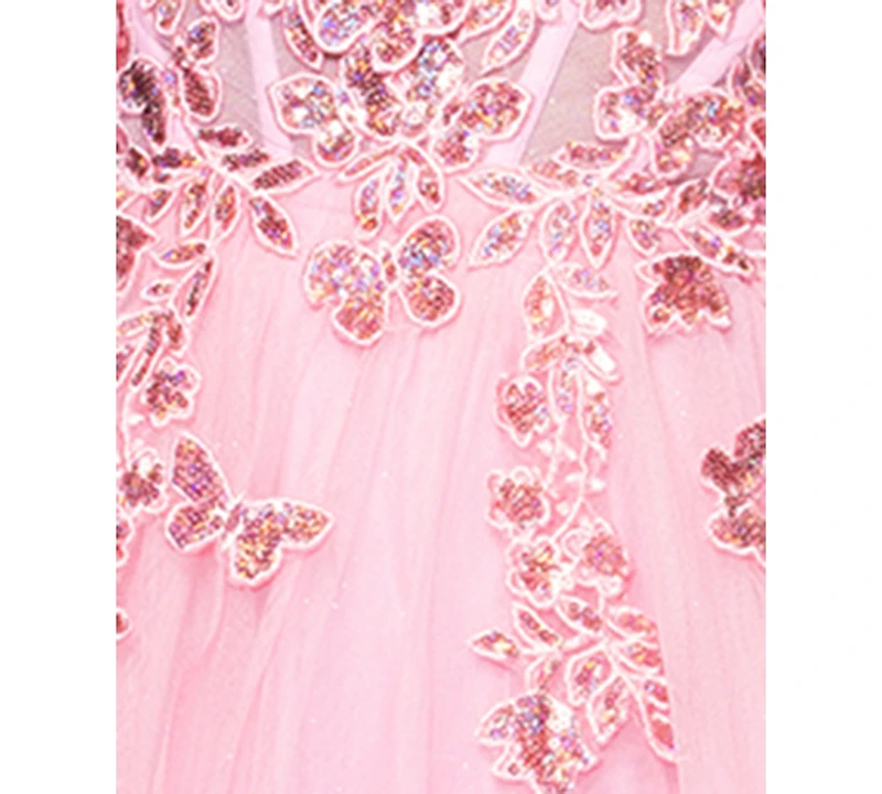 Blondie Nites Juniors' Off-The-Shoulder 3D Butterflies Gown