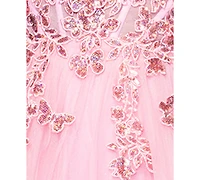 Blondie Nites Juniors' Off-The-Shoulder 3D Butterflies Gown