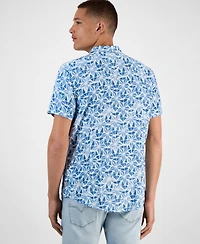 Guess Men's Slim Fit Short Sleeve Printed Button-Front Shirt