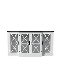 Farmhouse Tv Stand with Storage 63" Entertainment Center Wooden Media Tv Console with Height Adjustable Shelves for Living Room