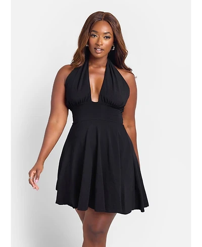 Rebdolls Plus Plunge Skater Mini Dress
