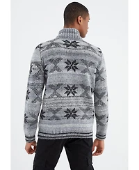 Leif Nelson Men's Men s Knit Jacket with Zipper, Norwegian Pattern