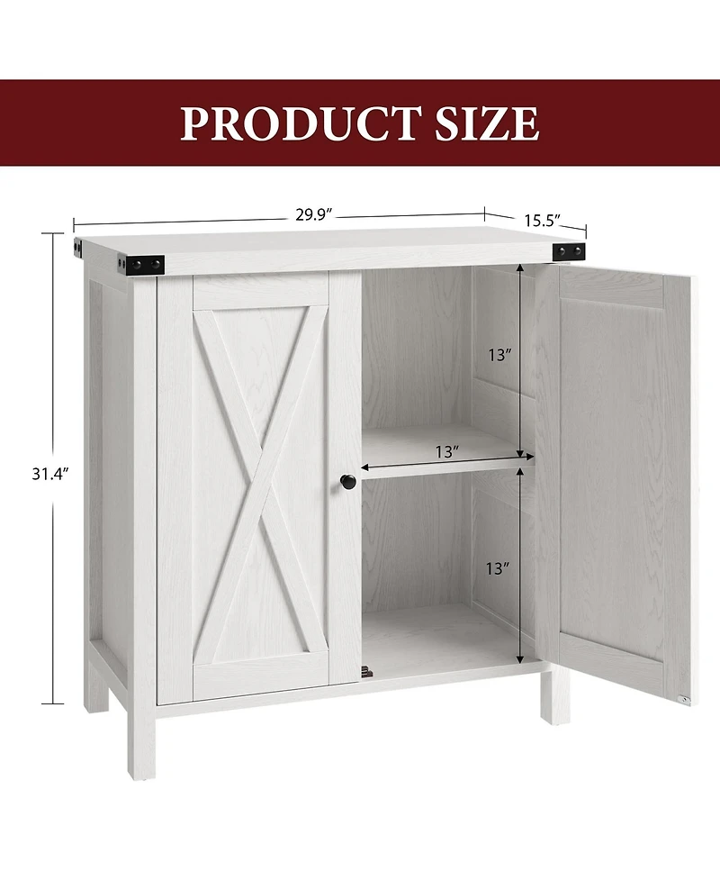 gaomon Farmhouse Buffet Cabinet with Adjustable Shelf and Barn Doors