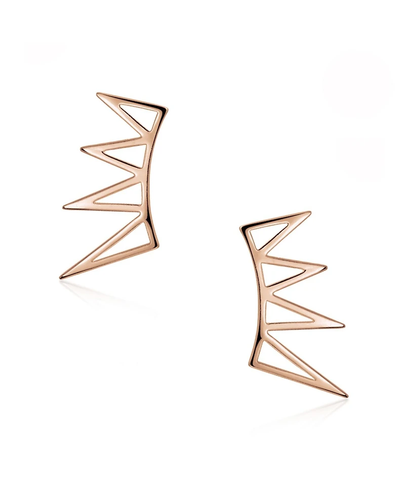 Bling Jewelry Boho Minimalist Geometric Ear Cuff Cartilage Spike Earrings Sterling Silver