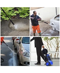 Mecale 3000PSI Electric Pressure Washer, Portable High Power Washer w/ 5 Nozzles, Hose Reel, Soap Bottle, 2 Gpm 2000W (Blue)