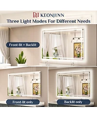 keonjinn 30x36 Led Bathroom Mirror with Frontlit and Backlit