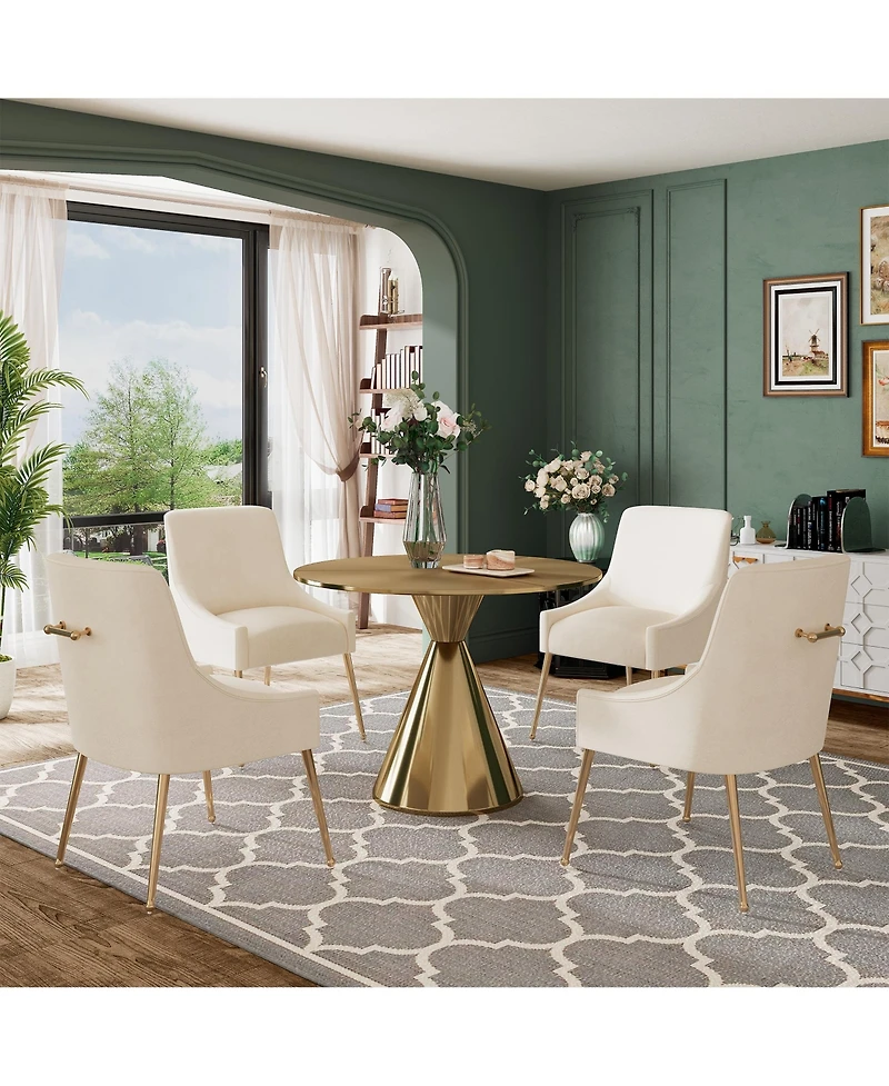 Round Gold Stainless Steel Dining Table