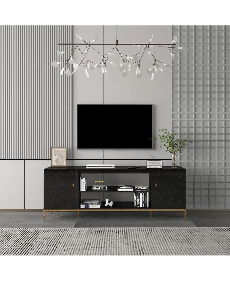 Versatile Tv Stand with Elegant Honeycomb Design and Ample Storage