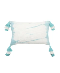 14" x 22" Buckroe Surf Light Blue & White Ombre Cotton Accent Throw Pillow w/ Tassels