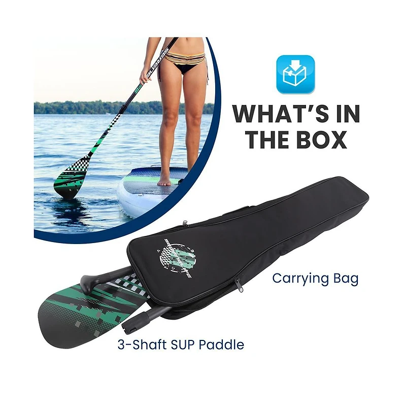 SereneLife Adjustable 3-Piece Sup Paddle with Carry Bag