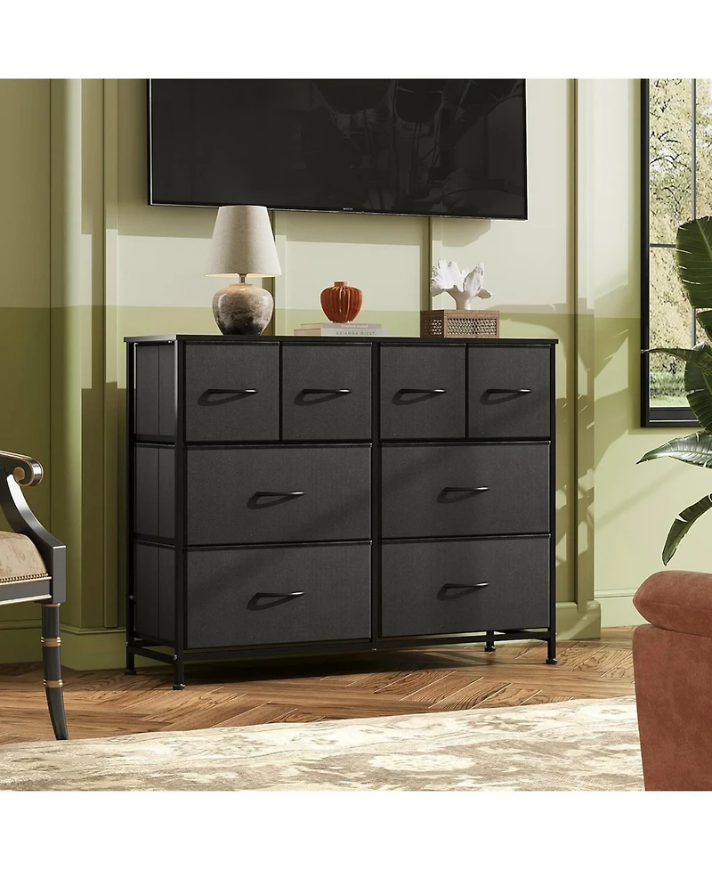 Wlive Dresser for Bedroom with 8 Drawers Wide Fabric Storage and Organization Chest of Living Room Closet Hall