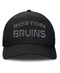 Fanatics Men's Black Boston Bruins Authentic Pro Road Stack Text A-Frame Adjustable Hat