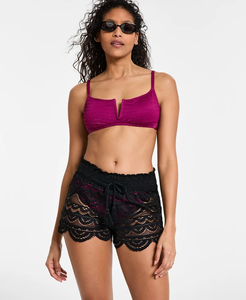Miken Juniors' 2.5" Scalloped Lace Cover-Up Shorts, Created for Macy's