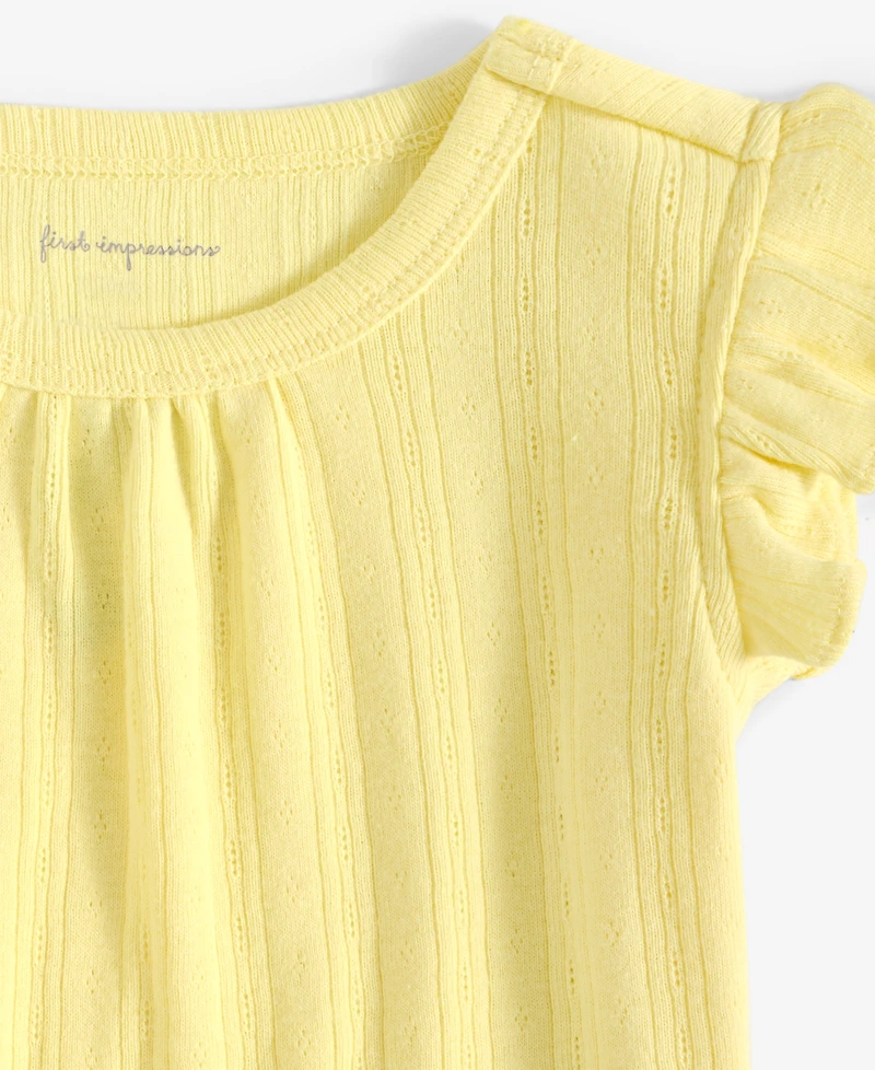 First Impressions Baby Girls Solid Pointelle Flutter-Sleeve Top, Exclusively at Macy's