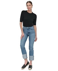 Dkny Jeans Women's High-Rise Classic Cuffed Straight-Leg