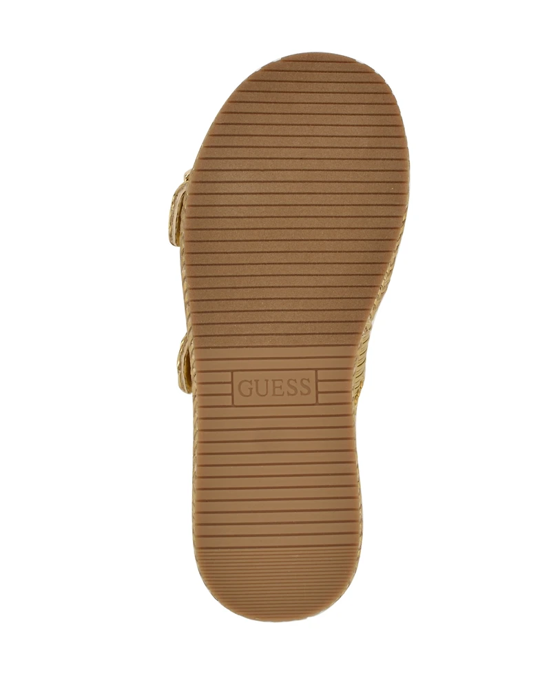 Guess Women's Binks Double-Buckle Woven Platform Wedge Sandals