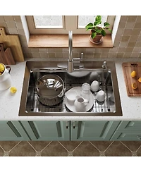 Casainc 33inch L x 22inch W Drop-in Kitchen Sink with Accessories