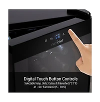 NutriChef 18-Bottle Wine Chilling Refrigerator, Digital Touch Control, Compressor Cooling, Blue Led Display