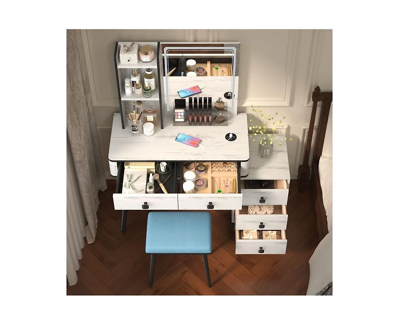 Vlsrka Vanity Makeup Desk with Mirror and Lights