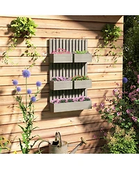 Outsunny 5 Box Raised Garden Bed w/ Trellis, Drain Holes,