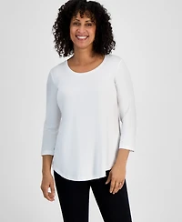 Jm Collection Women's 3/4-Sleeve Scoop Neck Top