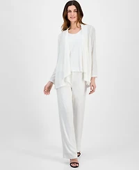 Anne Klein Women's Sequin High-Low Open-Front Cardigan