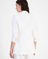 Anne Klein Women's Linen Blend Notch-Collar 3/4-Sleeve Open Jacket