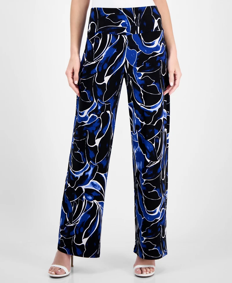 Anne Klein Petite High-Rise Pull-On Wide-Leg Pants