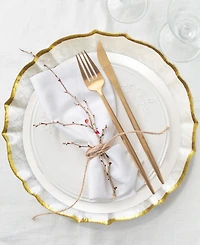 American Atelier Pearl & Gold Glass Charger Plate 13", Set of 4