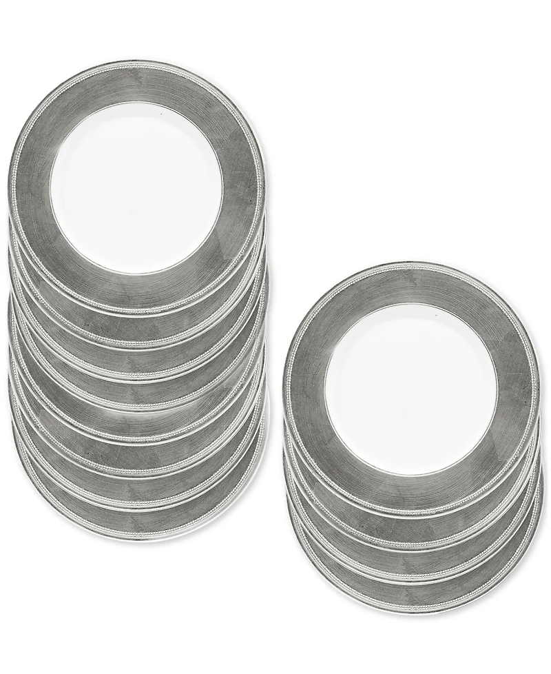 American Atelier Leaf Rim/White Charger Plates, Set of 12