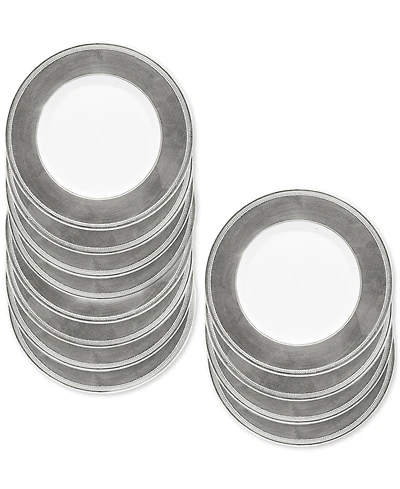 American Atelier Leaf Rim/White Charger Plates, Set of 12