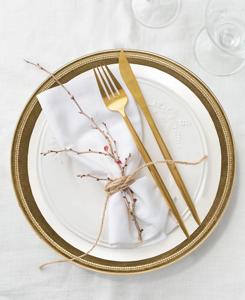 American Atelier Leaf Rim/White Charger Plates, Set of 12