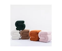 Chic S-Shape Velvet Footstool, Upholstered Makeup Stool, Modern Ottoman for Bedroom, Living Room, and Dressing Area-The Pop Home