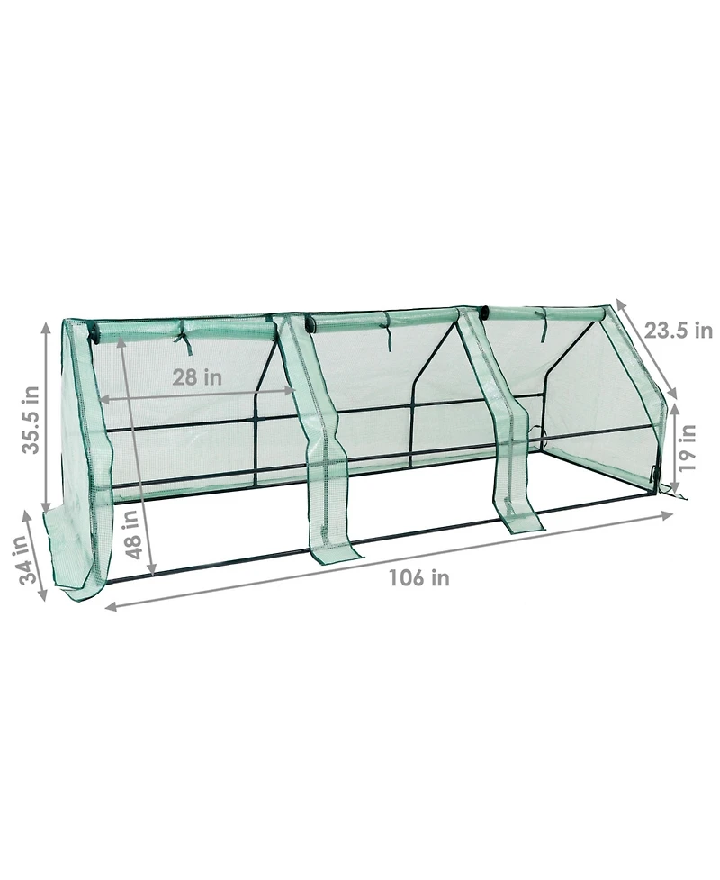 Outdoor Portable Mini Cloche Greenhouse with 3 Zipper Doors - Green