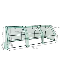 Outdoor Portable Mini Cloche Greenhouse with 3 Zipper Doors - Green