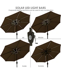 9-Foot Sunbrella Tilting Patio Umbrella with Solar Led Light Bars - Beige
