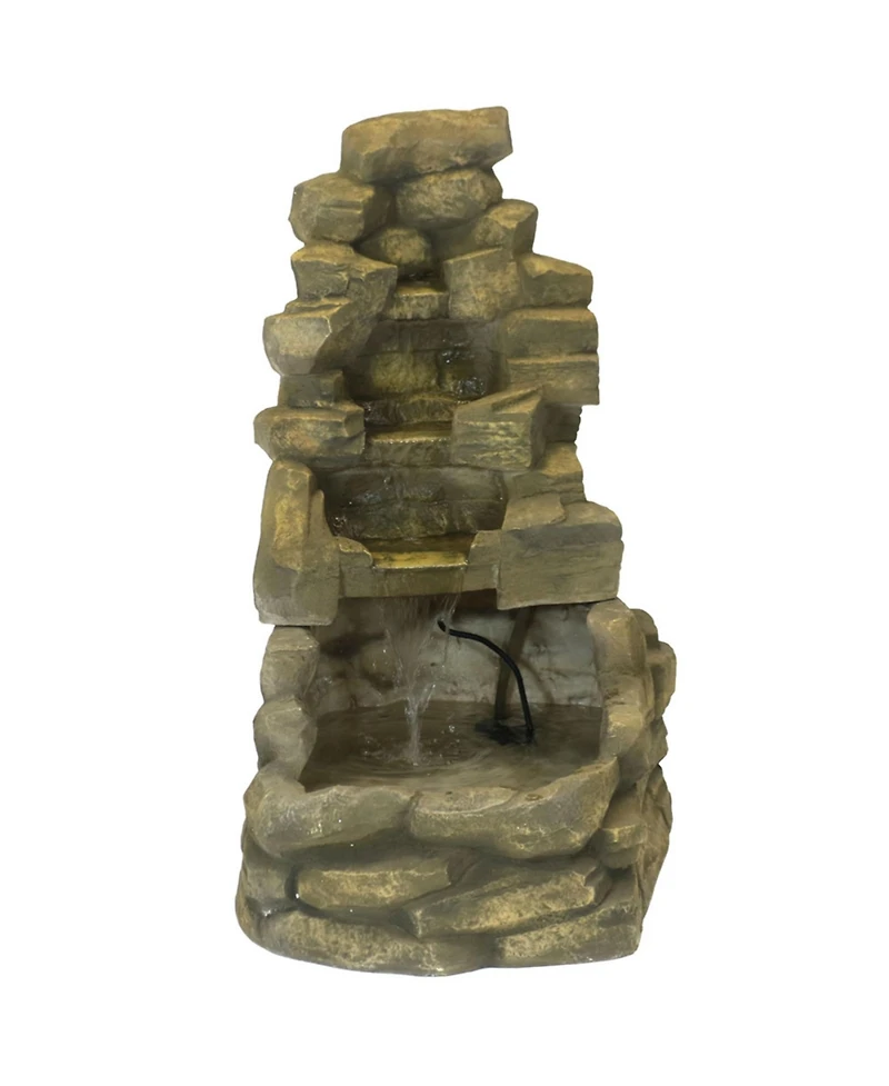 37"H Electric Fiberglass Stone Falls Waterfall Outdoor Water Fountain