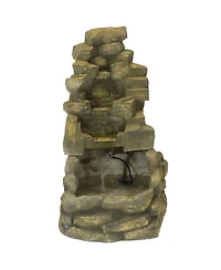 37"H Electric Fiberglass Stone Falls Waterfall Outdoor Water Fountain