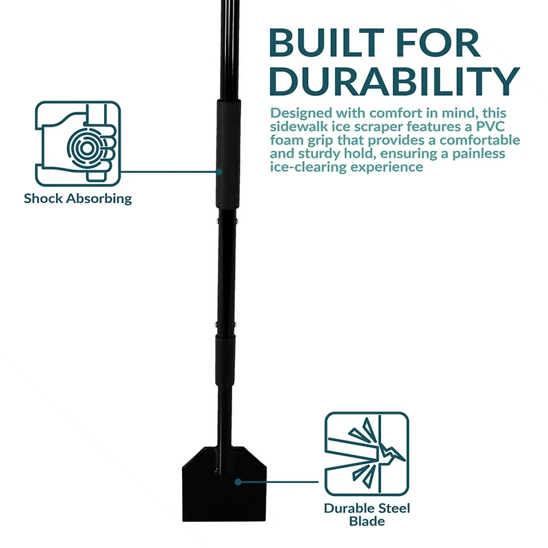 Outdoor Steel Shock-Absorbing Ice Chopper and Scraper with Extra Thick Blade and Foam Grip - 47"