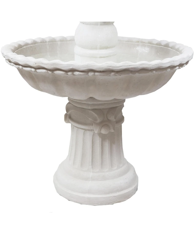 52"H Electric Fiberglass 4-Tier Fruit Top Outdoor Water Fountain, White Finish